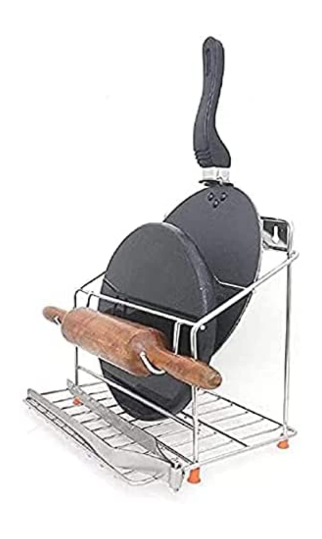 CD98 TRADERS Stainless Steel Chakla Belan Tawa Chimta Stand 4in 1 Chakla Belan Tawa Holder Standard for Kitchen (Silver) (B09Q695FFS) Amazon Price History, Amazon Price Tracker