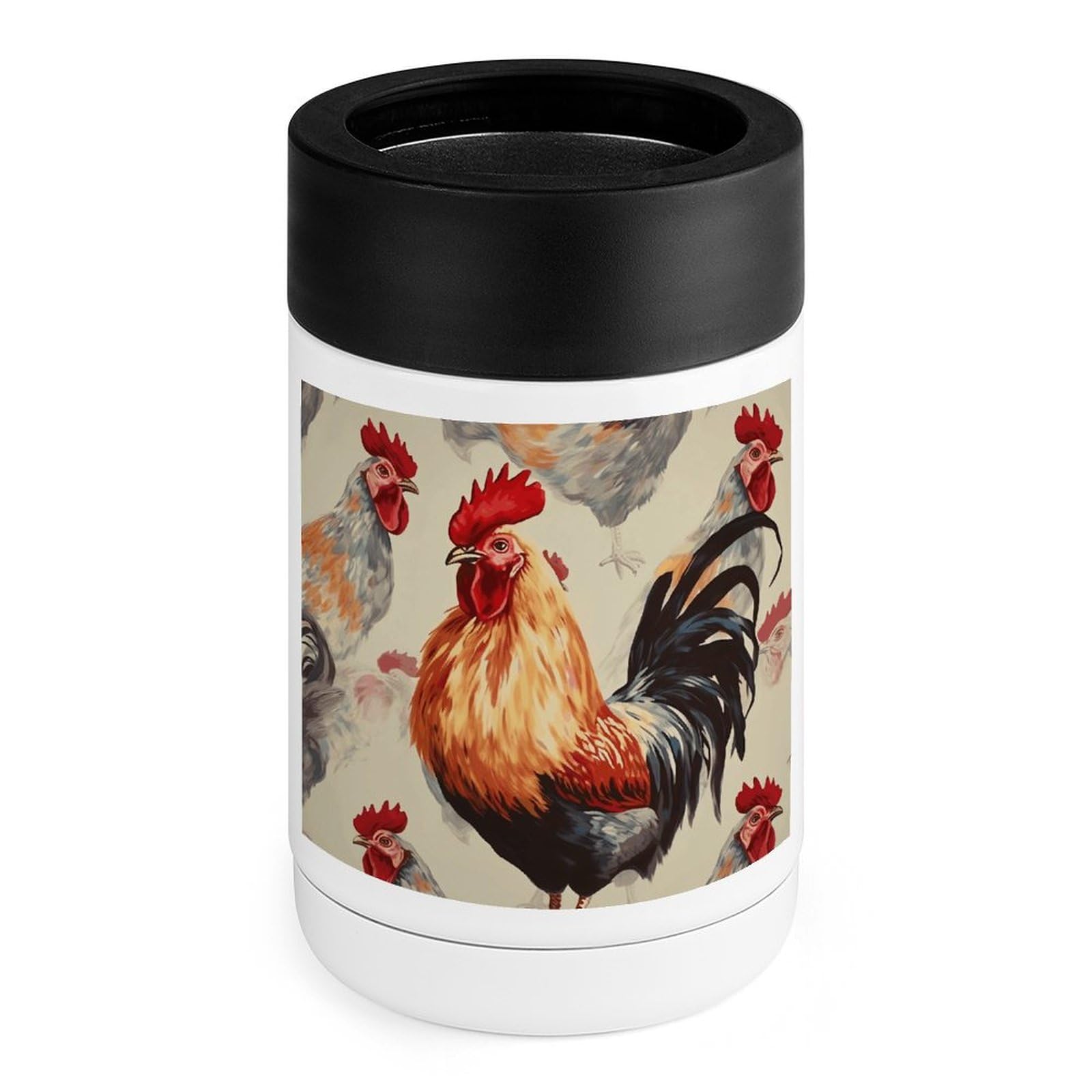 Glacière en acier inoxydable avec manchon silicone imprimé poulet pour bureau et extérieur