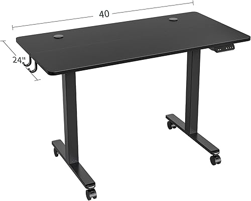 Miniatura 2 de EleTab Escritorio de pie, 63 x 24 pulgadas, mesa de oficina en casa, escritorio de pie con tablero de empalme, marco negro y escritorio negro