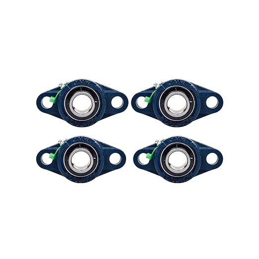 Jeremywell UCFL204-12 Pillow Block Bearing (4 Pack), 3/4 inch Bore, 2-Bolt Flange Mounted, Solid Base, Self-Alignment