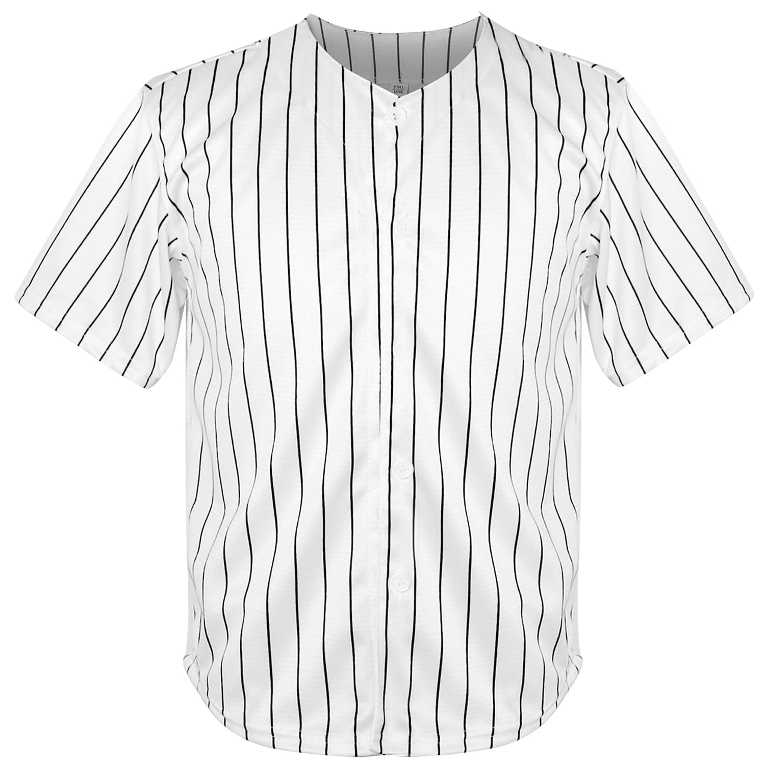 Youth Blank Baseball Jersey Boy's Hip Hop Short Sleeve Shirts Kid's Sports Uniforms Jersey(Medium, White-Stripe)