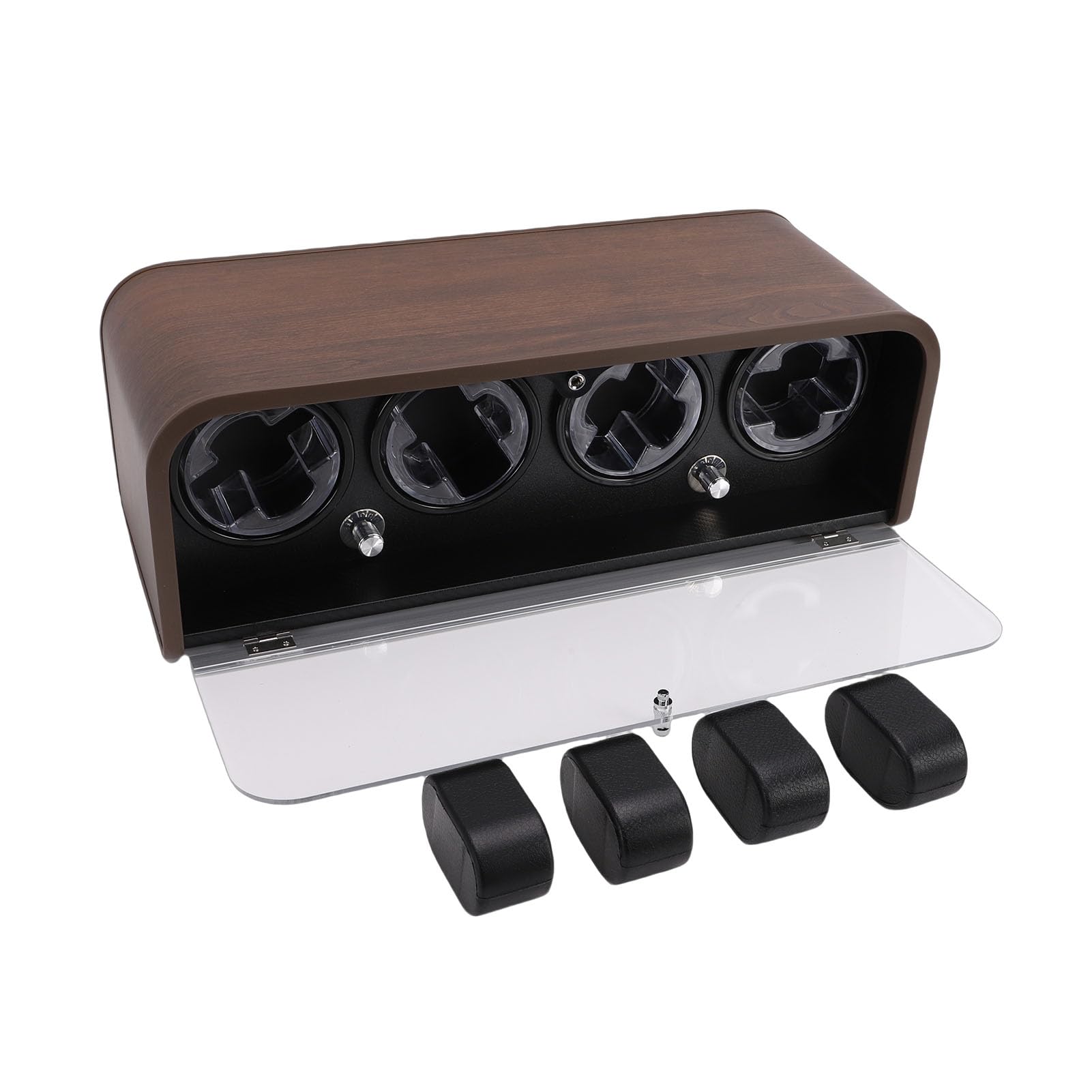 lyrlody Automatische Uhrwinder Box, 5 Modi leiser Uhrenrotator Aufbewahrungsbox mit LED Beleuchtung, für Automatikuhren Holzoptik