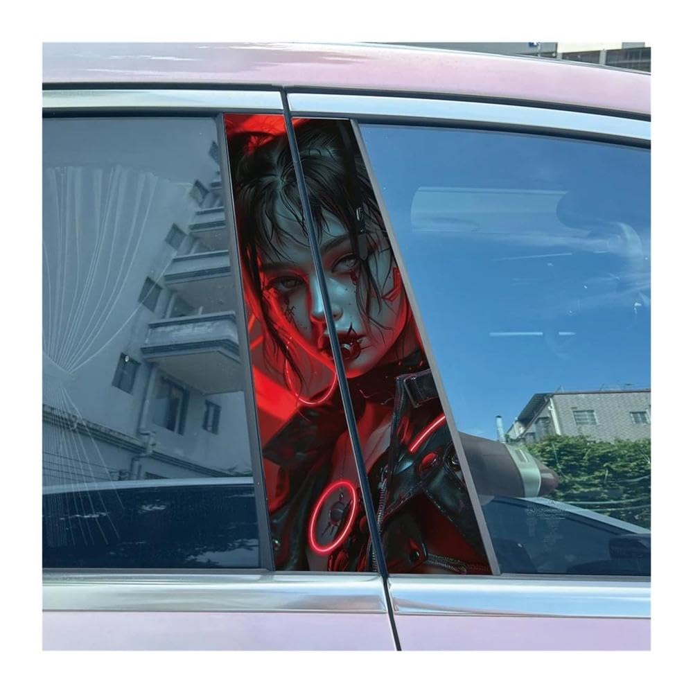 Body Parts 2pcs Car B-Pillar Decals Horror Nuns Auto Center Pillar Waterproof Sticker(F)