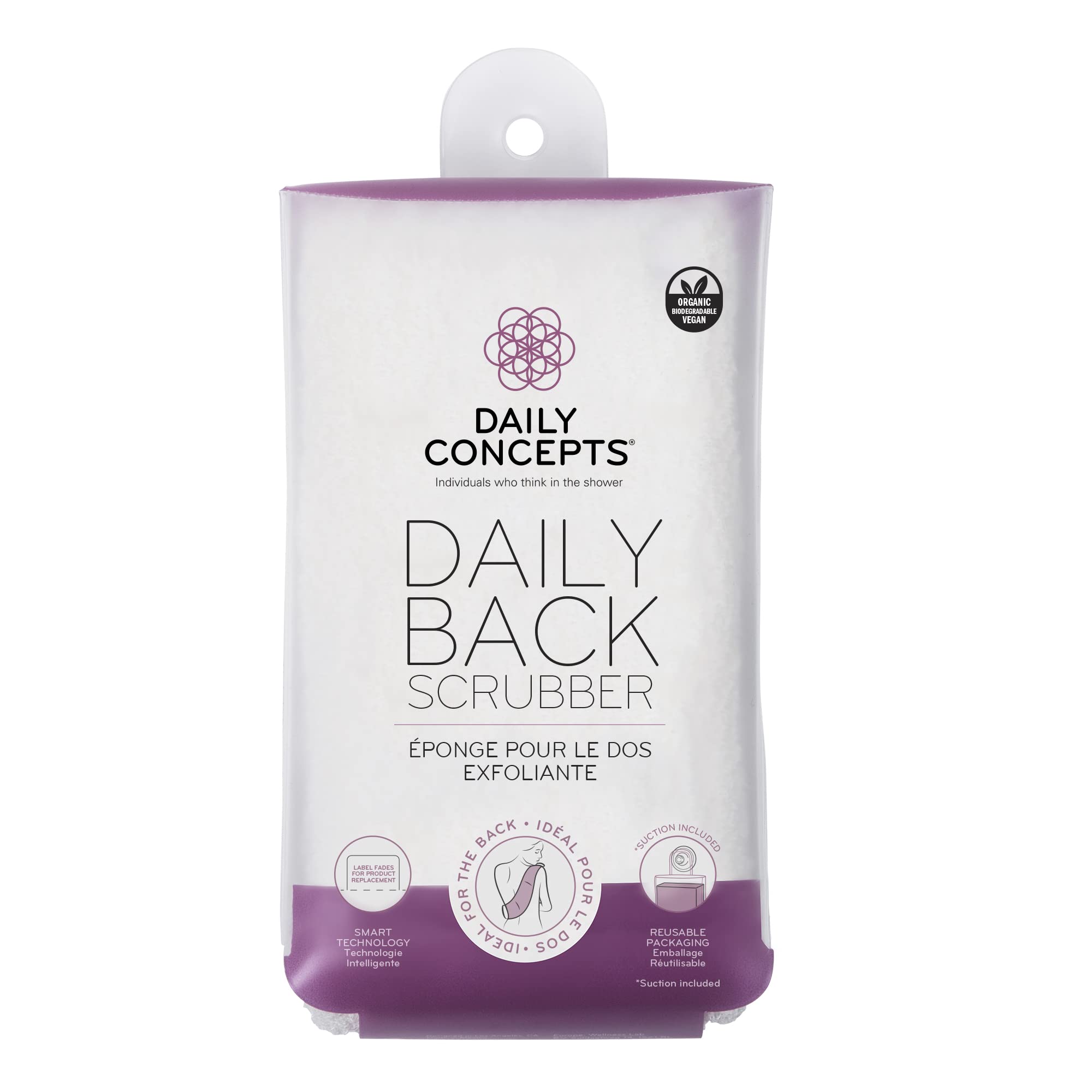 Daily Concepts - Daily Back Scrubber - gently exfoliates the skin with its soft natural organic cotton surface, while the soy-based core creates a rich lather