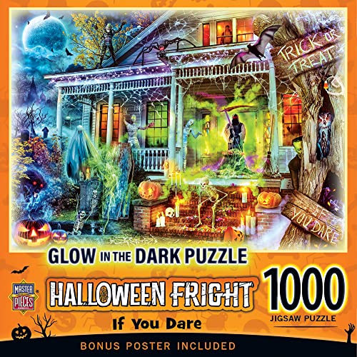Halloween Glow in The Dark Jigsaw Puzzle – 1000 Piece Haunted House...