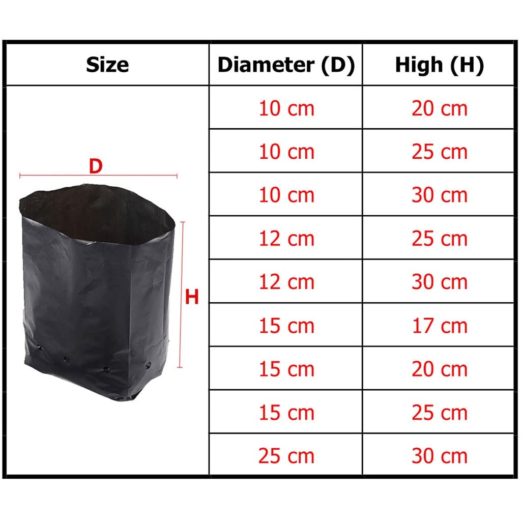 100 Piezas EDUCACIÓN FÍSICA Bolsas De Guardería Espesar Plantas Crecer Bolsas Plántulas Macetas Ecológicas, For Jardín Con Agujeros Transpirables Bolsa De Plantación Negra ( Size : 15x20cm(DxH) )
