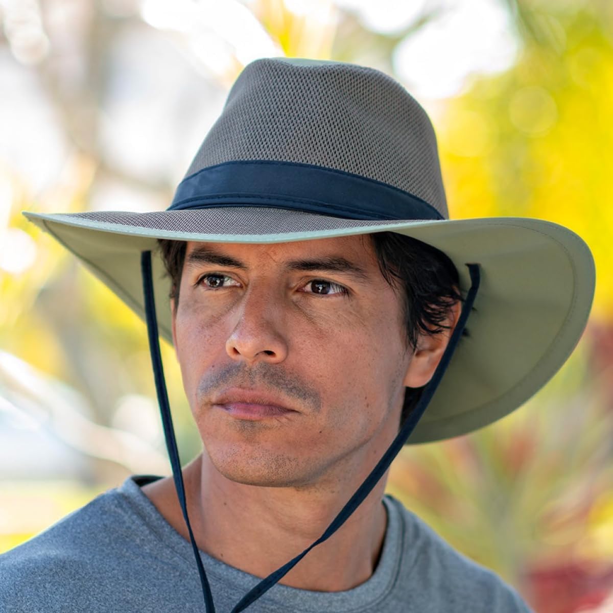 Mesh Crown Safari Men's Sun Hat, 3" Brim, Adjustable Chin Cord, UPF (SPF) 50+ Sunhat Protection