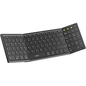 Inateck Portable Folding Keyboard 3 Bluetooth Channels with Numeric Keypad