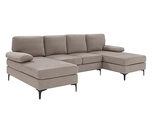 106" U Shaped Sectional Sofa, 4-Seater Comfy Upholstered Modular Couch