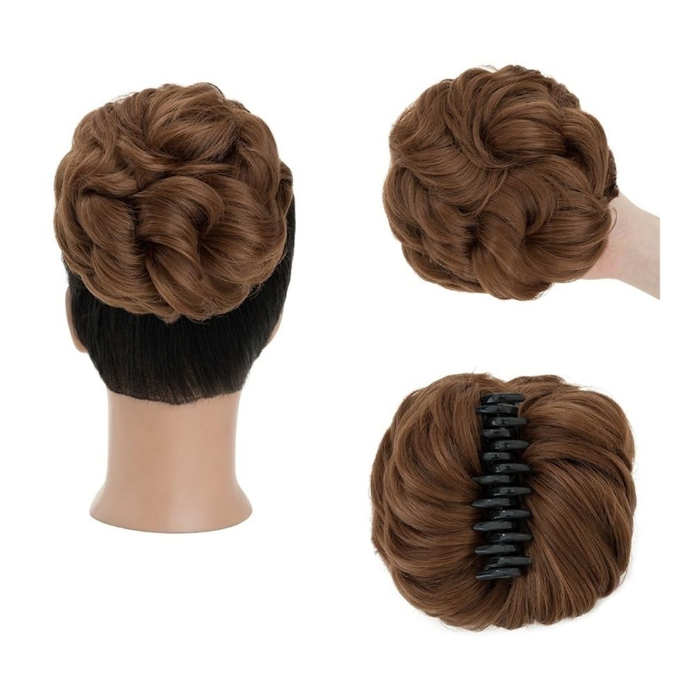 Anwendung bei Frauen Krallenklammer, unordentlicher Haarknoten, Haargummi, gewellter, lockiger Chignon, Haarverlängerungen, synthetisches zerzaustes Hochsteckfrisur-Haarteil Für die Haare(Light Auburn