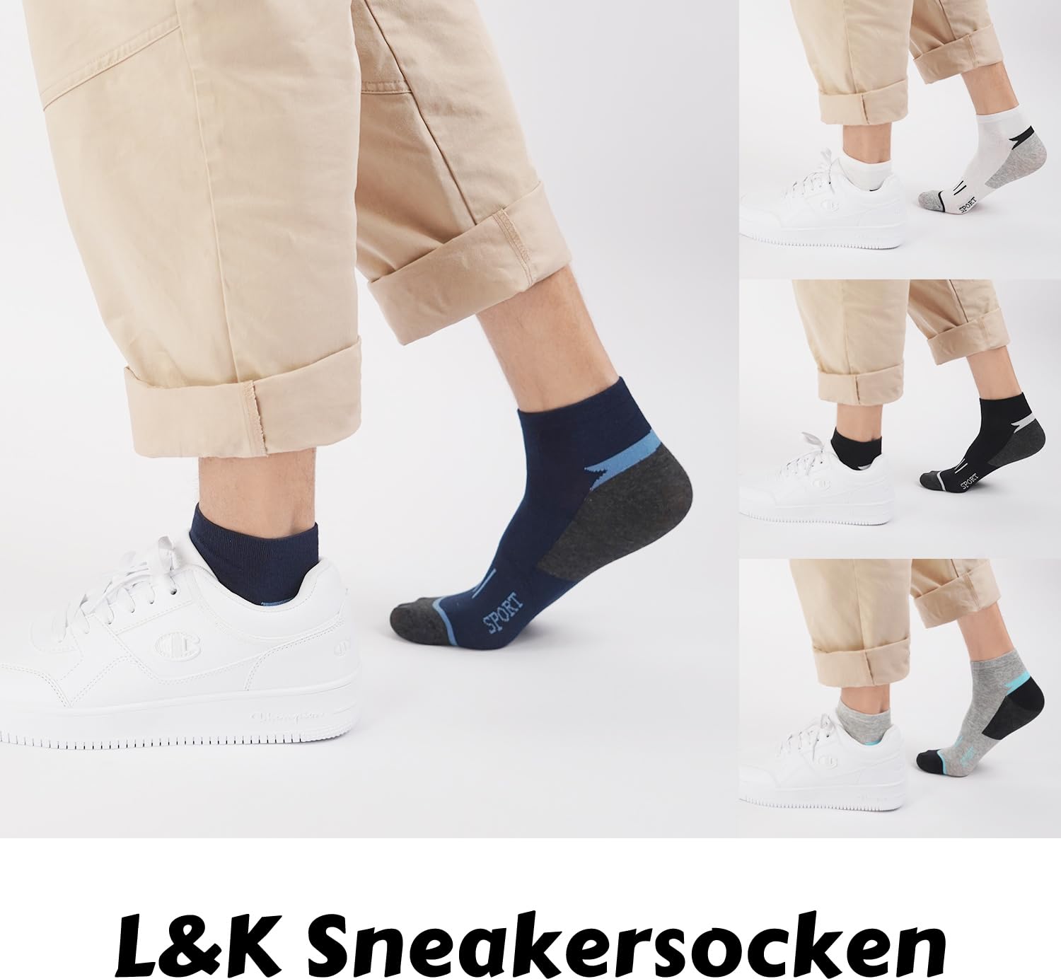 L&K 12 paia Calze da Uomo sportive Sneaker Calzini Cotone comodo multicolore 2121
