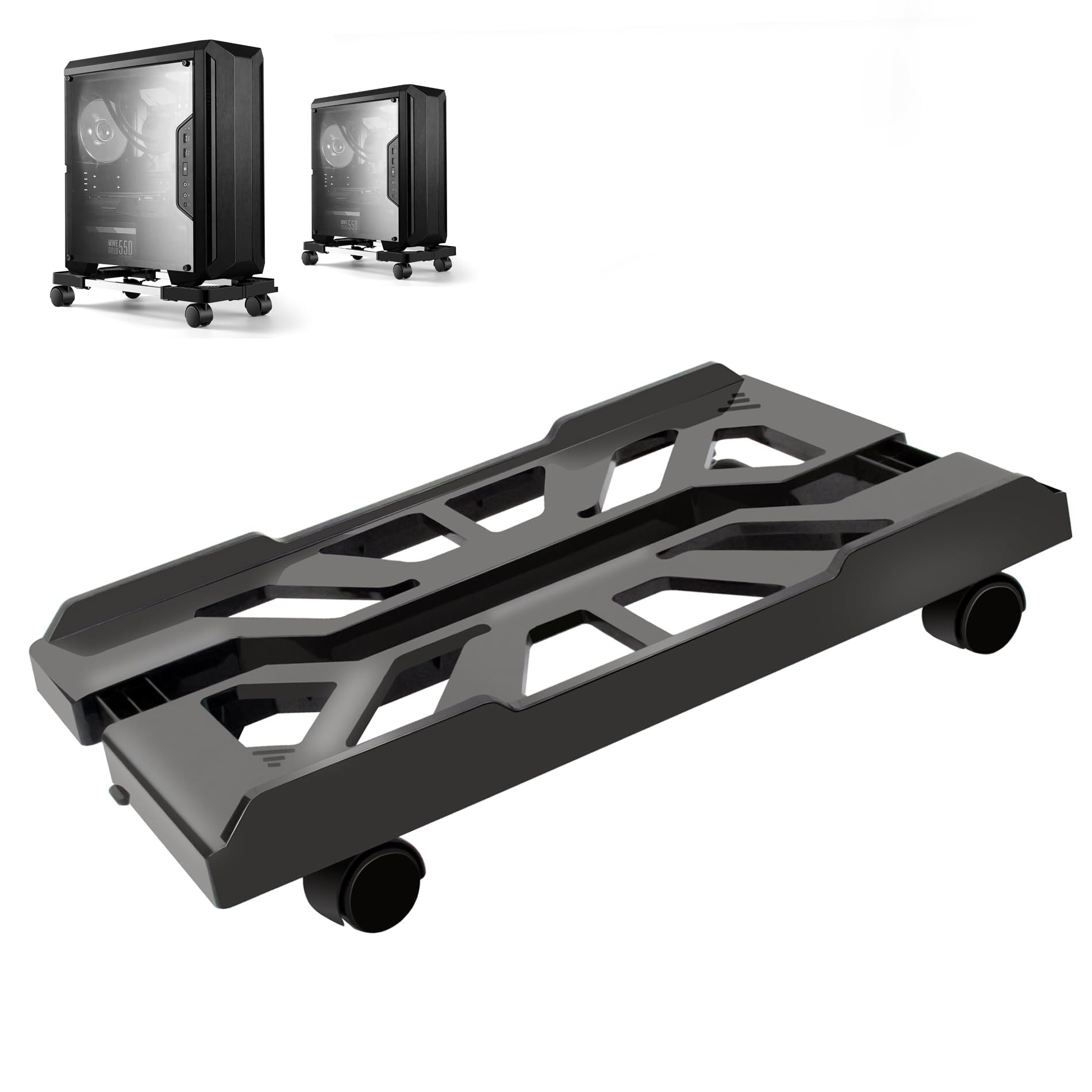 Supporto per Computer Desktop,CPU Holder Cart,Supporto per PC con rotelle Bloccabili,Dimensione Regolabile Adatto alla Maggior Parte dei Computer-Nero