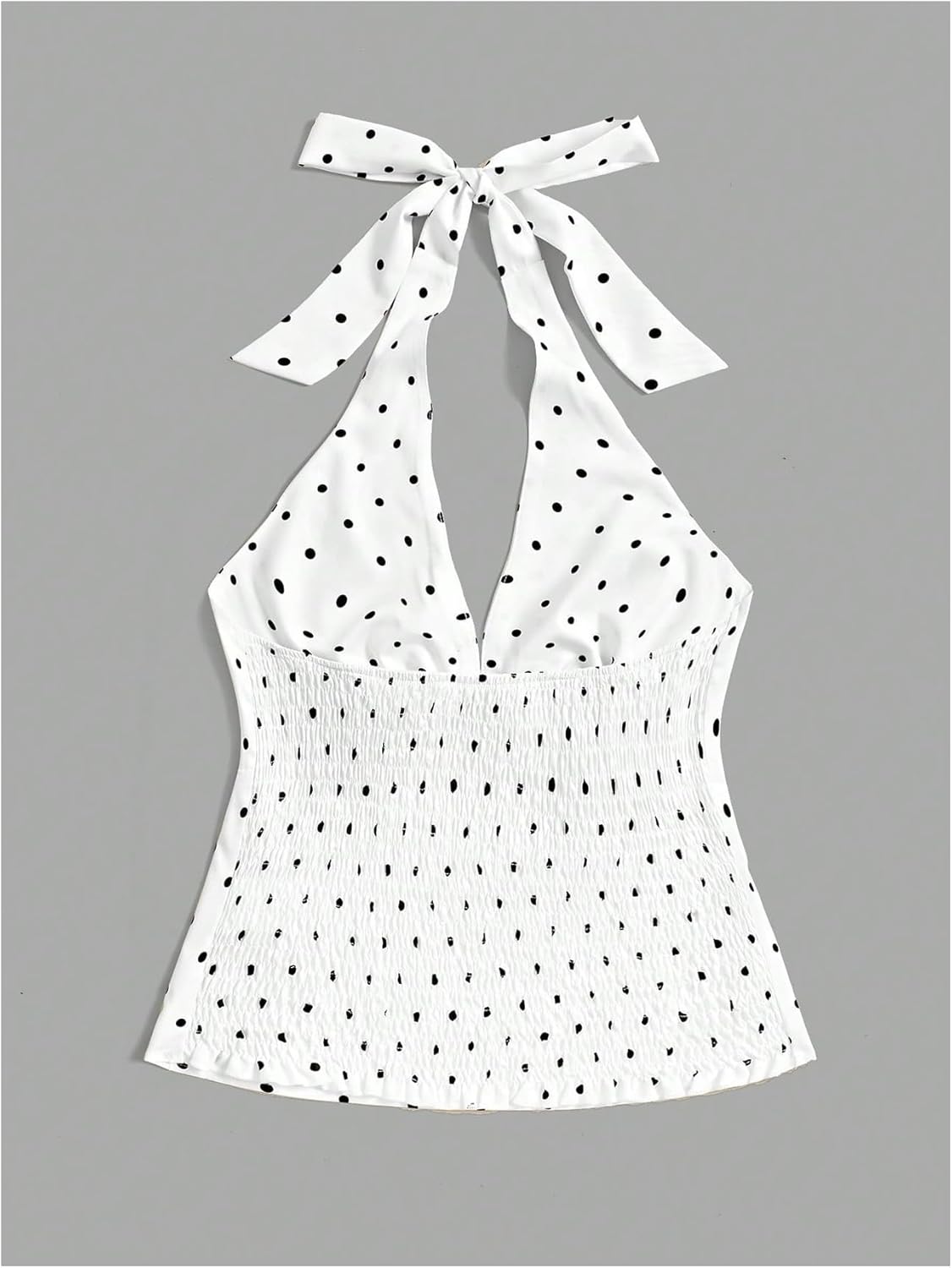 Milumia Women's Polka Dot Halter Top Deep V Neck Sleeveless Tie Backless Tank Tops Party Club - Image 4