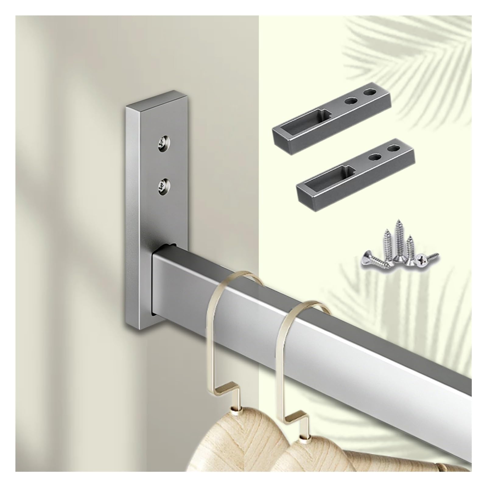 Rust-Resistant Aluminum Alloy Closet Hanger Rod, Customizable Hanging Rods for Laundry/RV/Hotel, Wardrobe Poles Heavy Duty with Flanges & End Support(Closet Width 90cm/35.4")