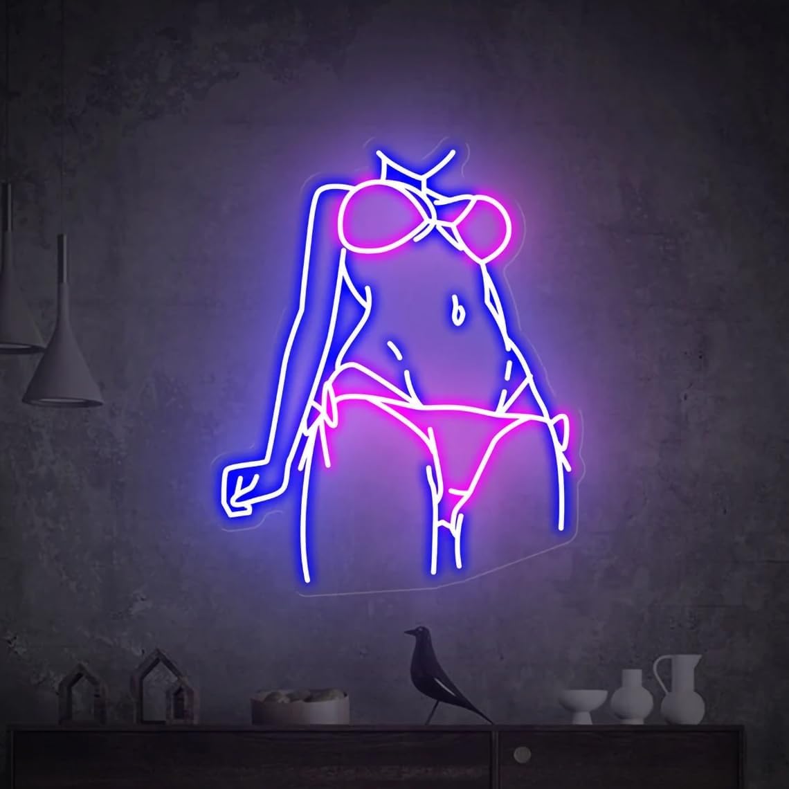 Warmthwish Woman Neon Sign Wall Decor Girl Sexy Body Neon Wall Decor Bedroom Decor Female Party Crazy Wall Decor Shop Beer Bar Nightclub Decor Gifts (16 inch, color 5)