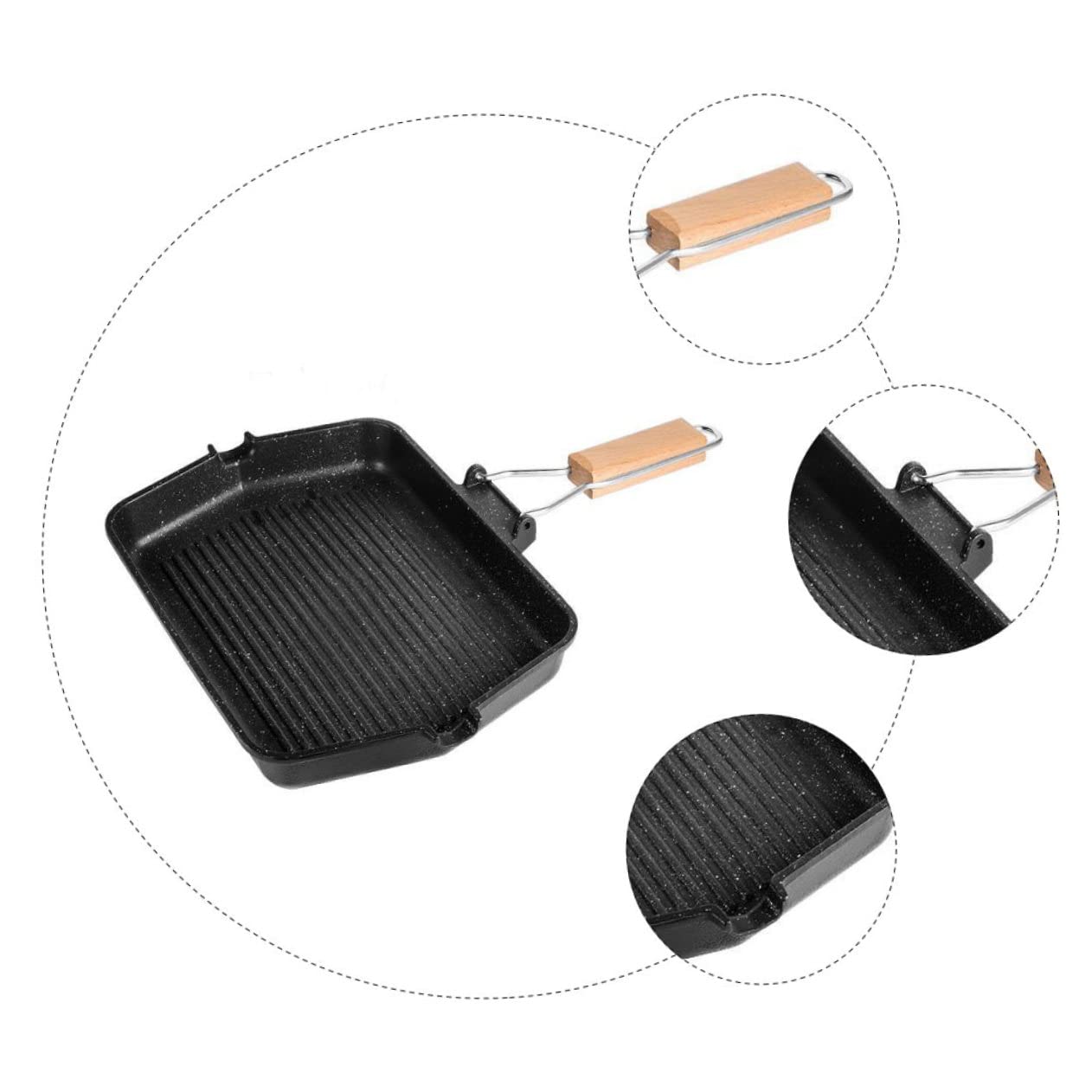 MAGICLULU Grillpfanne Antihaftbeschichtet Für Grill Toastpfanne Quadratisch Aus Bratpfanne Haushaltsgrill Mit Klappbarem Griff Grillplatte Für Snacks Und Backform