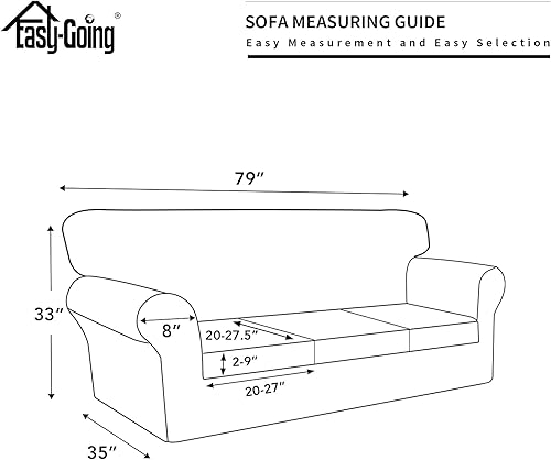 Miniatura 6 de Easy-Going Funda de sofá suave 100% impermeable doble de 4 piezas para perros, funda de sofá para sofá de 3 cojines separados, protector de muebles