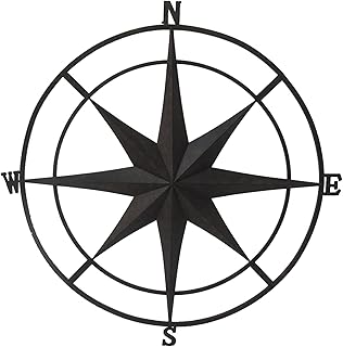 Compass Wall Plaque - 30 Inch - Indoor/Outdoor - Black - Backyard Expressions
