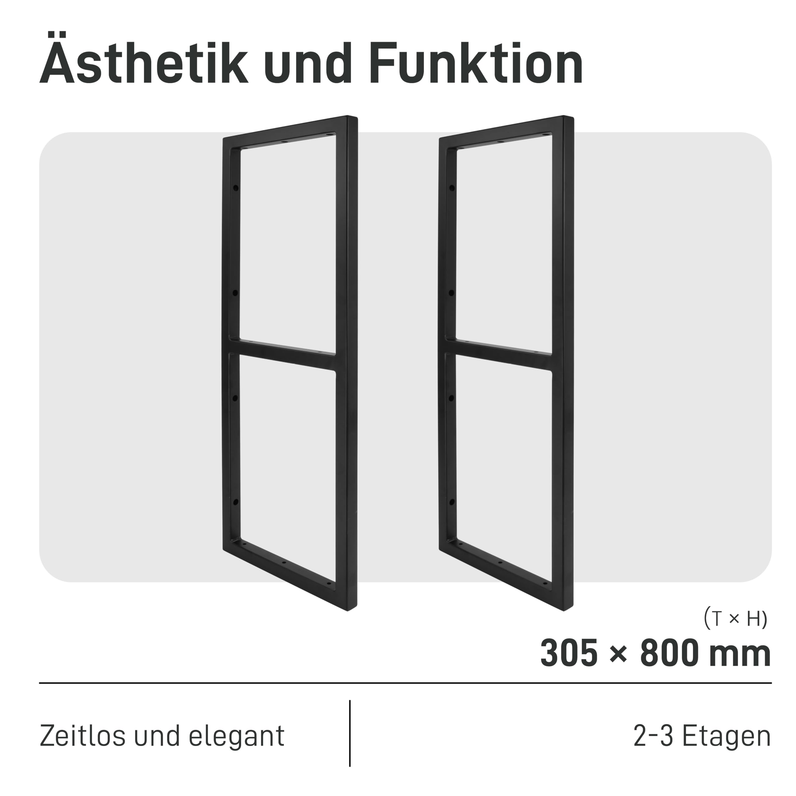 Natural Goods Berlin 2X Regalhalterung GRÜNAU - Wandregal aus Metall in Schwarz - Wand Regalträger für Hängeregale in Wohnzimmer, Küche, Bad und Abstellkammer