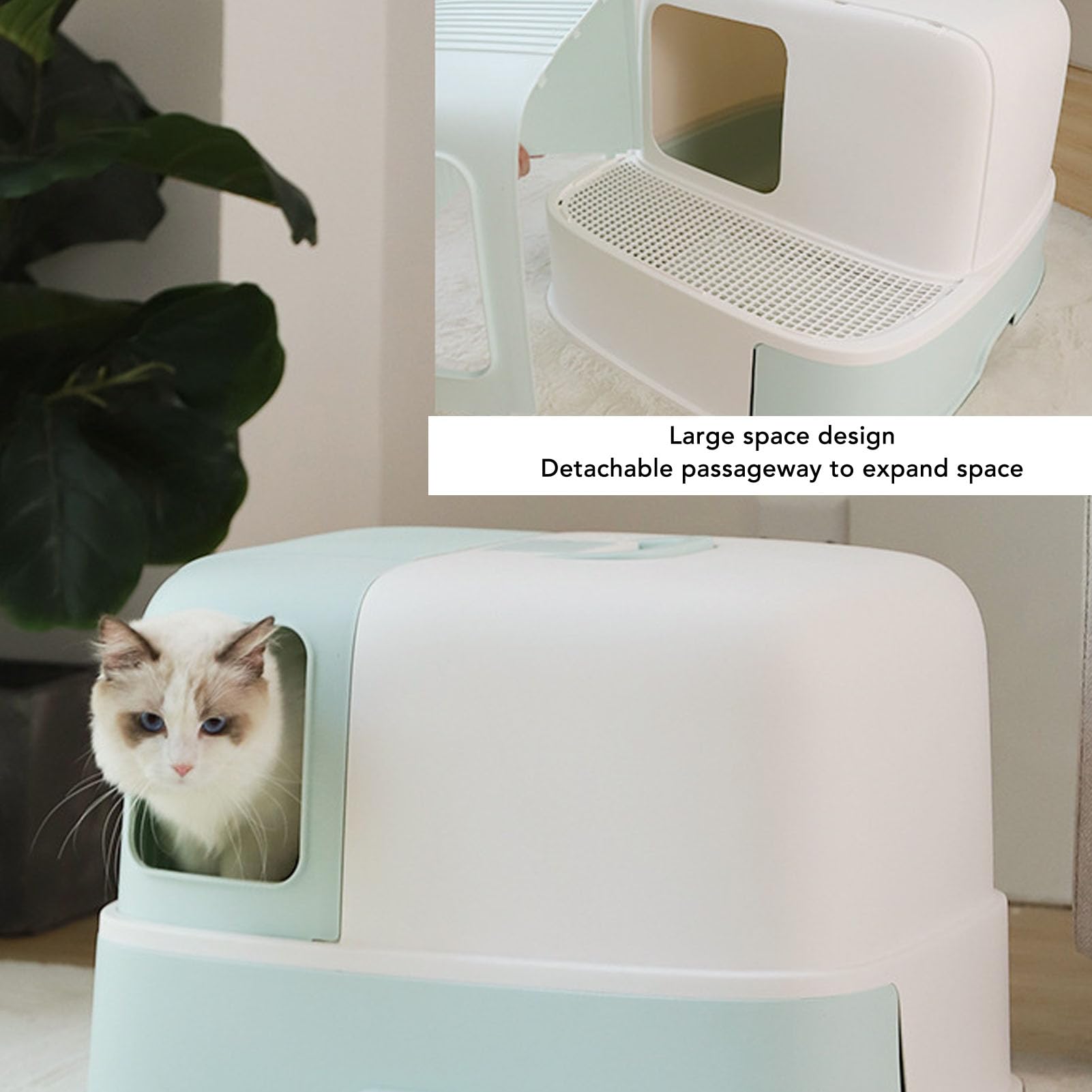 Lettiera per gatti spaziosa, isola efficacemente e riduce al minimo la diffusione degli odori, riduce i problemi associati, la lettiera per gatti dispone di un cassetto per lettiera per gatti