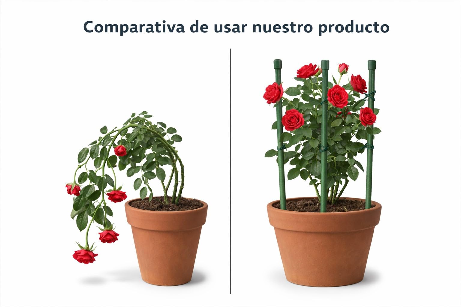 Nordiq - Pack de 30 Tutores para Plantas de 120 cm, Varilla para Huerto de Hierro Plastificado de Ø11 mm, Soporte de Tomateras y Guía de Crecimiento Vertical en Interior y Exterior