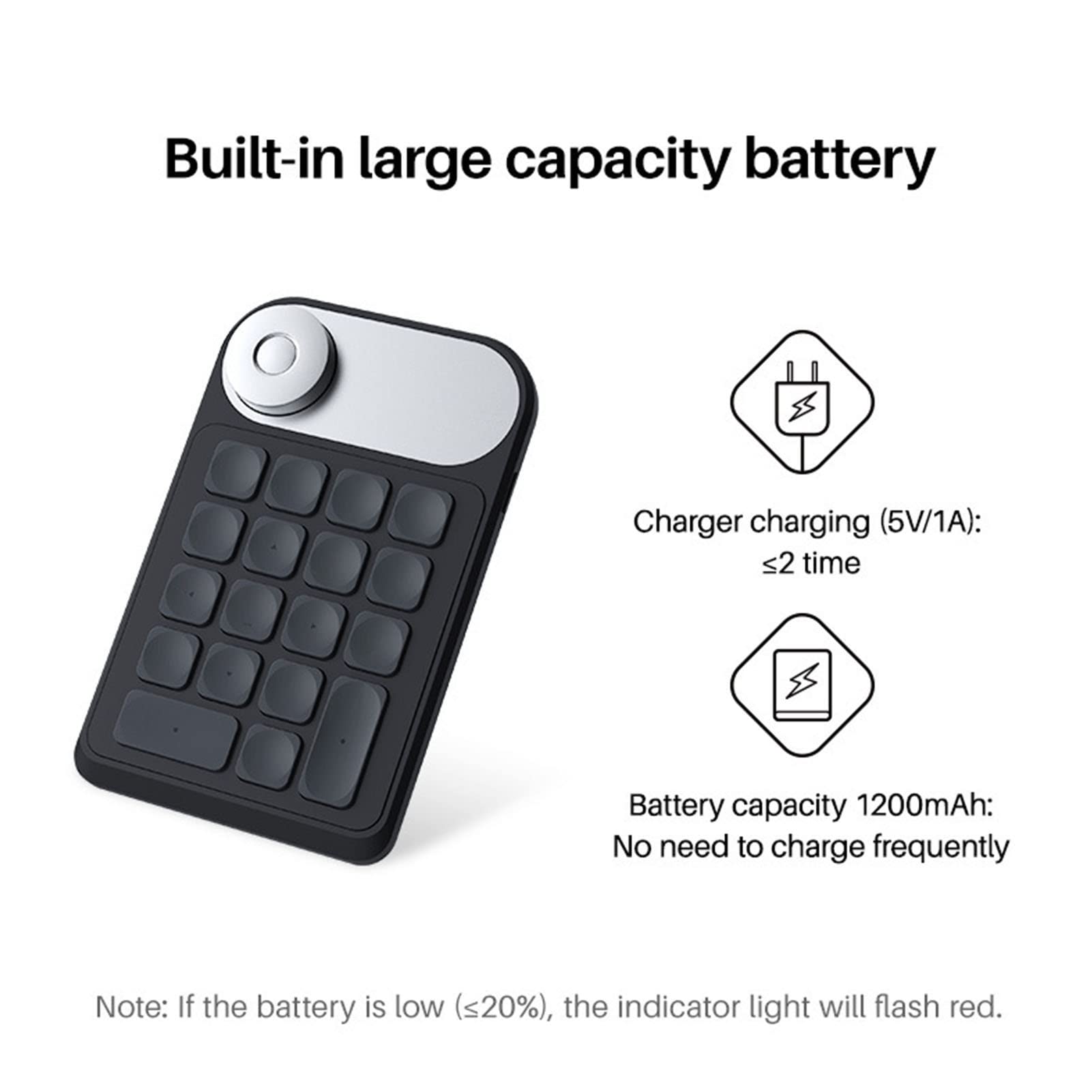 Cuifati KD100 Mini Keydial Tastiera a Una Mano, 18 Tasti Personalizzabili