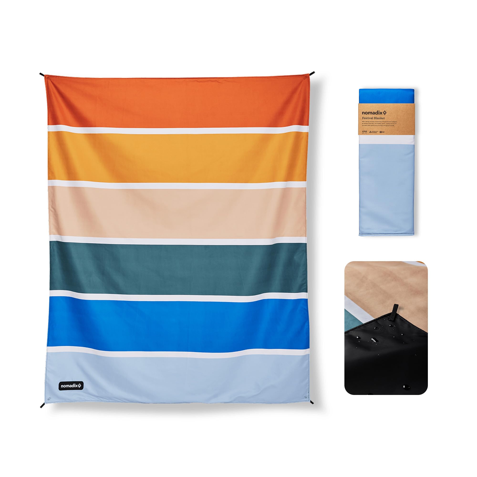 Nomadix Festival Blanket - Perfect for Picnics, Camping, & Lawn Seating - Plush Top & Water Resistant Base - Made with Post Consumer Recycled