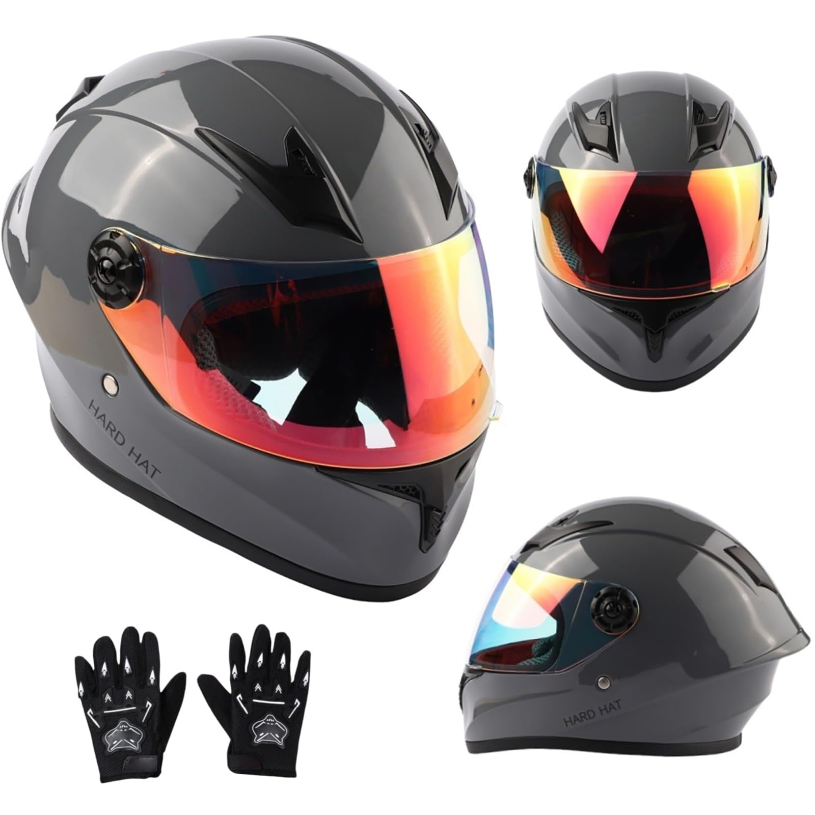 Kask integralny, kask dziecięcy z certyfikatem ECE 2205, kask dla małych dzieci, do rowerów elektrycznych, skuterów, gokartów, motorowerów, dzieci, z rękawiczkami