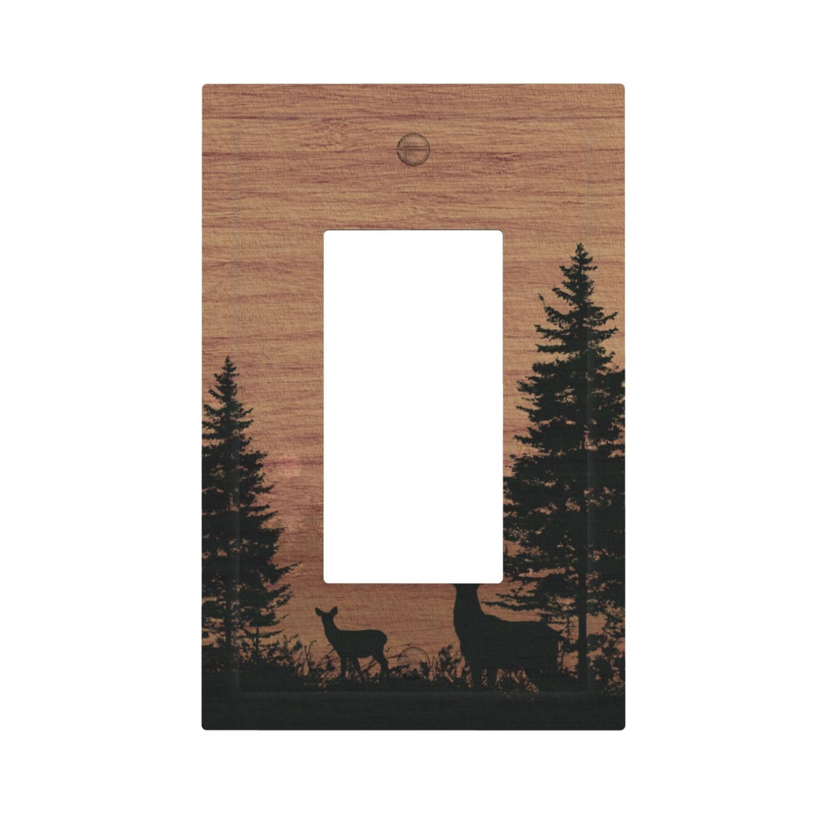 DWBGUO Decorative Outlet Covers Rustic Wood Grain Forest Deer 1 Gang Rocker Light Switch Cover Plate Single Wall Plates for Electrical Outlets Switch Plate Covers Faceplate for Lodge Farmhouse Decor