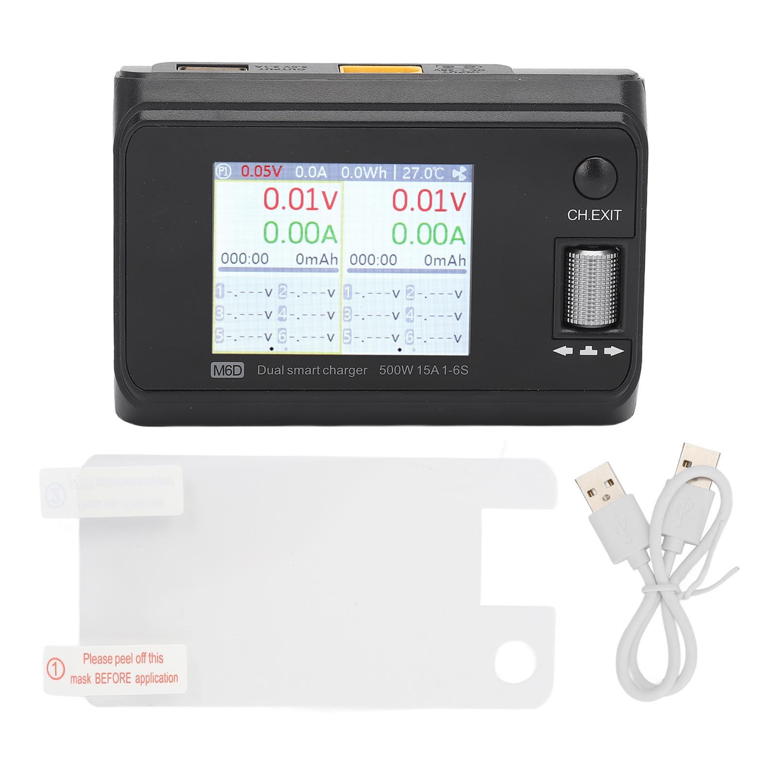 Chargeur de Sortie à Double Canal Compact Haute Performance Chargeur D'équilibre de Batterie Intelligent pour Batteries au Lithium Nimh Écran LCD 2,4 Pouces Noir
