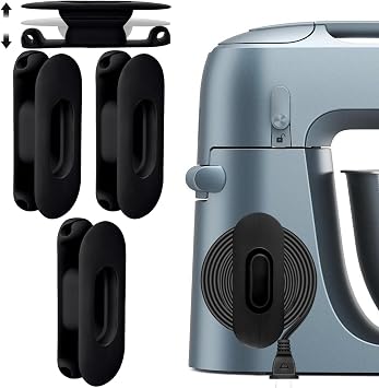 Upgraded Silicone Cord Organizer for Kitchen Appliances 3-Pack Stick-On Power Cord Wrapper for Mixers, Coffee Makers & Pressure Cookers, Durable Wire Holder & Cable Management Solution Black