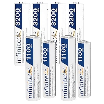 Rechargeable Batteries AA & AAA Combo Ready to Use Envies 3200mAh AA & 1100mAh 4PL Battery Low Self Discharge, Pre-Charged (Pack of 4 Each)
