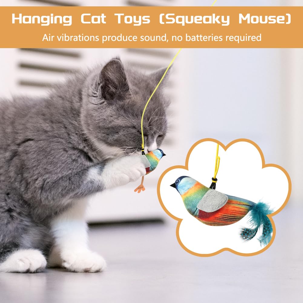 AYESY Chirping Bird Interactive Cat Toys,2 Pack Catnip Hanging Cat Toys with 90cm Elastic Lanyard Indoor Pet Toys for Play Exercise Hunting Relieve Boredom - Image 3