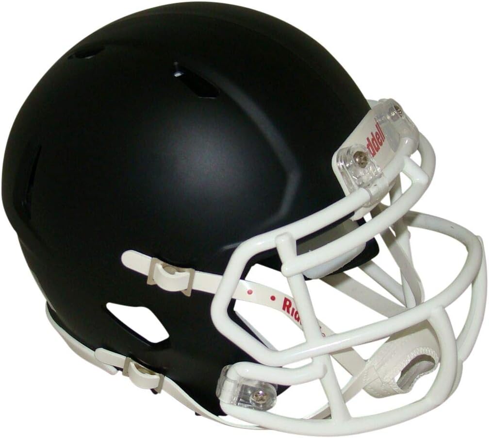 Matte Black with White Mask Blank Riddell Revolution Speed Mini Football Helmet (Decorative Mini Helmet - NOT Wearable - Does NOT FIT Any Human Head)