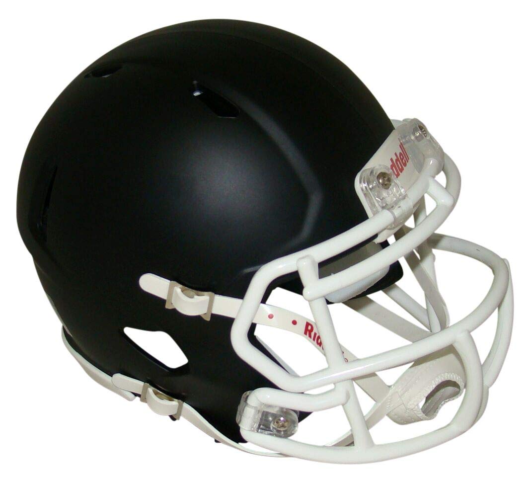 Matte Black with White Mask Blank Riddell Revolution Speed Mini Football Helmet (Decorative Mini Helmet - NOT Wearable - Does NOT FIT Any Human Head)