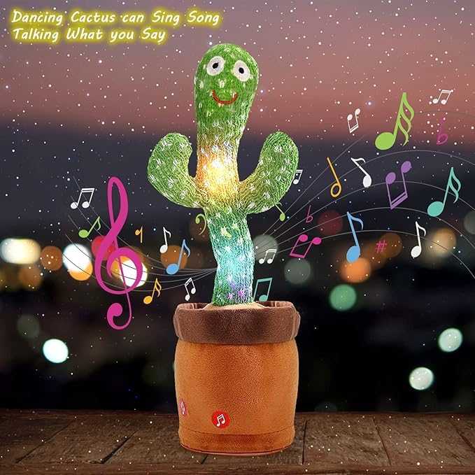 Peluche Cactus Parlante Danzante Con Luci LED - 120 Canzoni, Registra E Ripete - Giocattolo Interattivo Per Bambini, 32cm - 3