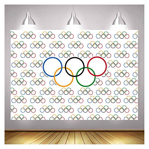 Xll Olympic Sport Theme Photography Background Vinyl Olympic Rings International Banner For Sports Party Photo Backdrops 5X3Ft Countries For Classroom Garden Grand Opening Sports Clubs Party Supplies #TOP1