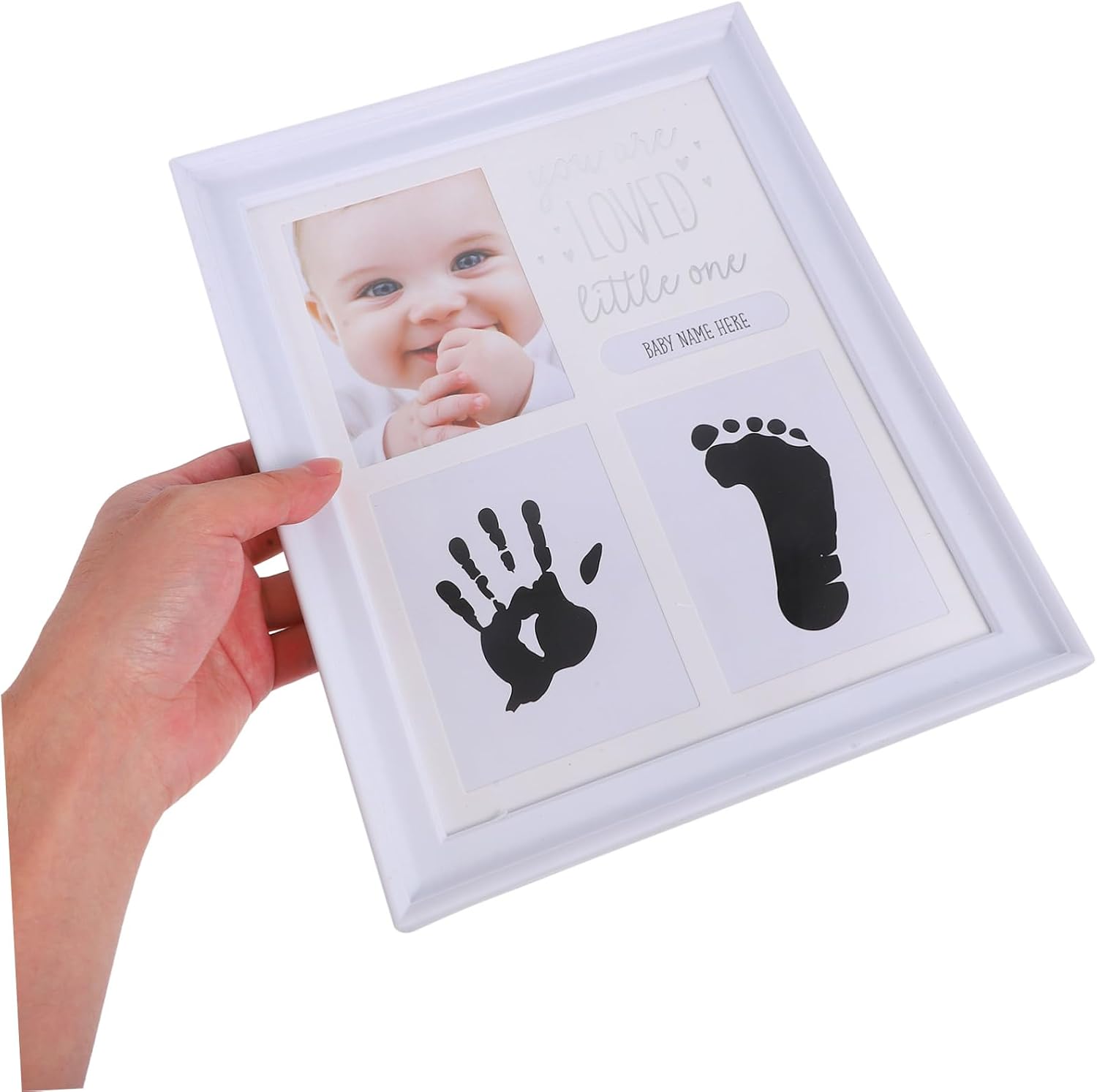 Newborn Handprint and Footprint Frame for Baby First Year Milestones