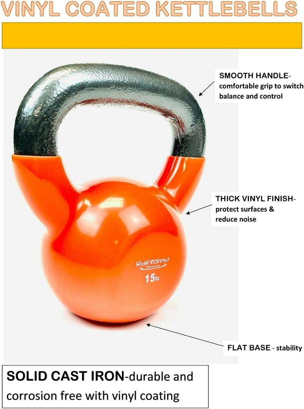 Vinyl Coated Cast Iron Kettlebell Weight