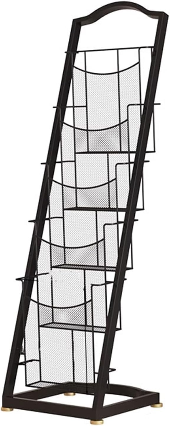CGCSYZ 4/5 Tier Magazine Racks, Iron Promotional Material Racks, Leaflet Display Racks, Book And Newspaper Racks, Brochure Storage Brochure Display Stand for Exhibitions(Gold,5 Tier) (Black 5 Tier)