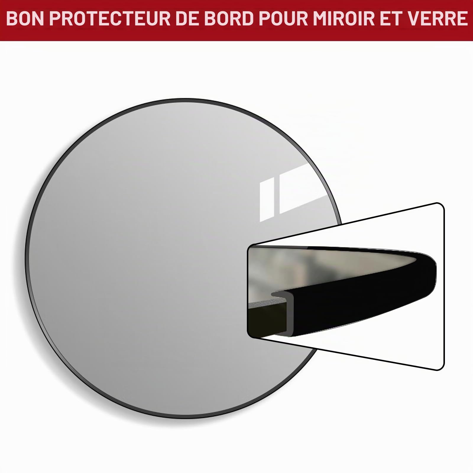 Bordure en Caoutchouc, Bordure autocollante en U, Protection de Bord Flexible en Forme de U pour tôle et Verre, Taille 3 mm, Convient pour 3 à 4 mm, Longueur 6m