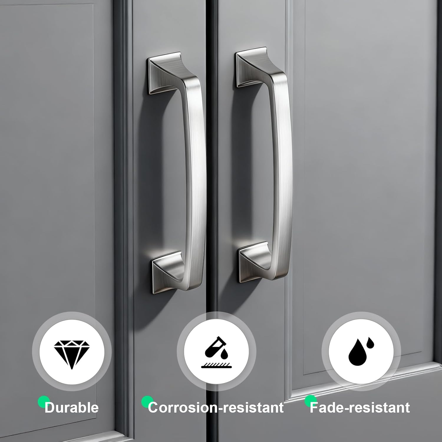 20 Pack Brushed Nickel Cabinet Pulls 128mm (5 inch) Hole Centers - Solid Zinc Alloy Kitchen Cabinet Handles & Knobs for Drawers, Dressers, Cabinets