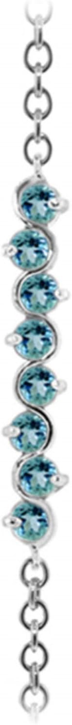 Galaxy Gold GG 1.55 Carat 14k Solid White Gold Bracelet Natural Blue Topaz - Image 3