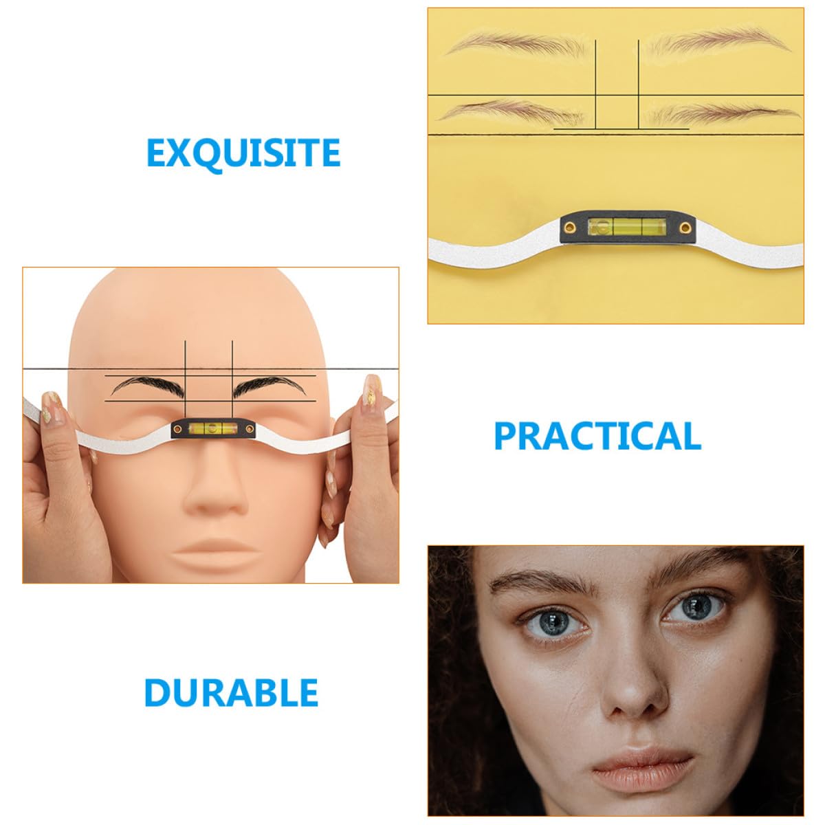 Professional Bow-shaped Eyebrow Ruler Silver Eyebrow Shaping Kit with Level Measure Tool for Tattoo — view 3