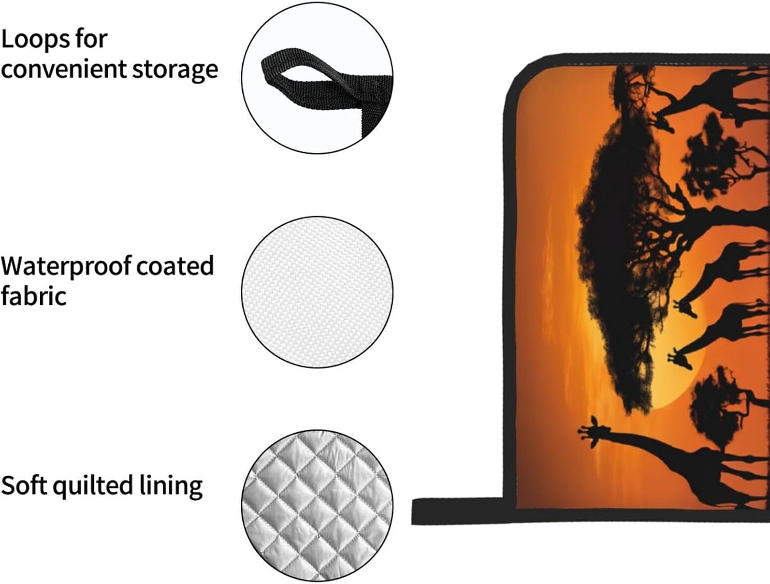 (Africa Giraffe Majestic Tree) Baking 4-Piece Set: 2 Oven Mitts and 2 Pot Holders Heat Resistant Waterproof Hanging Loop for Kitchen Oven Grill Housewarming Gifts