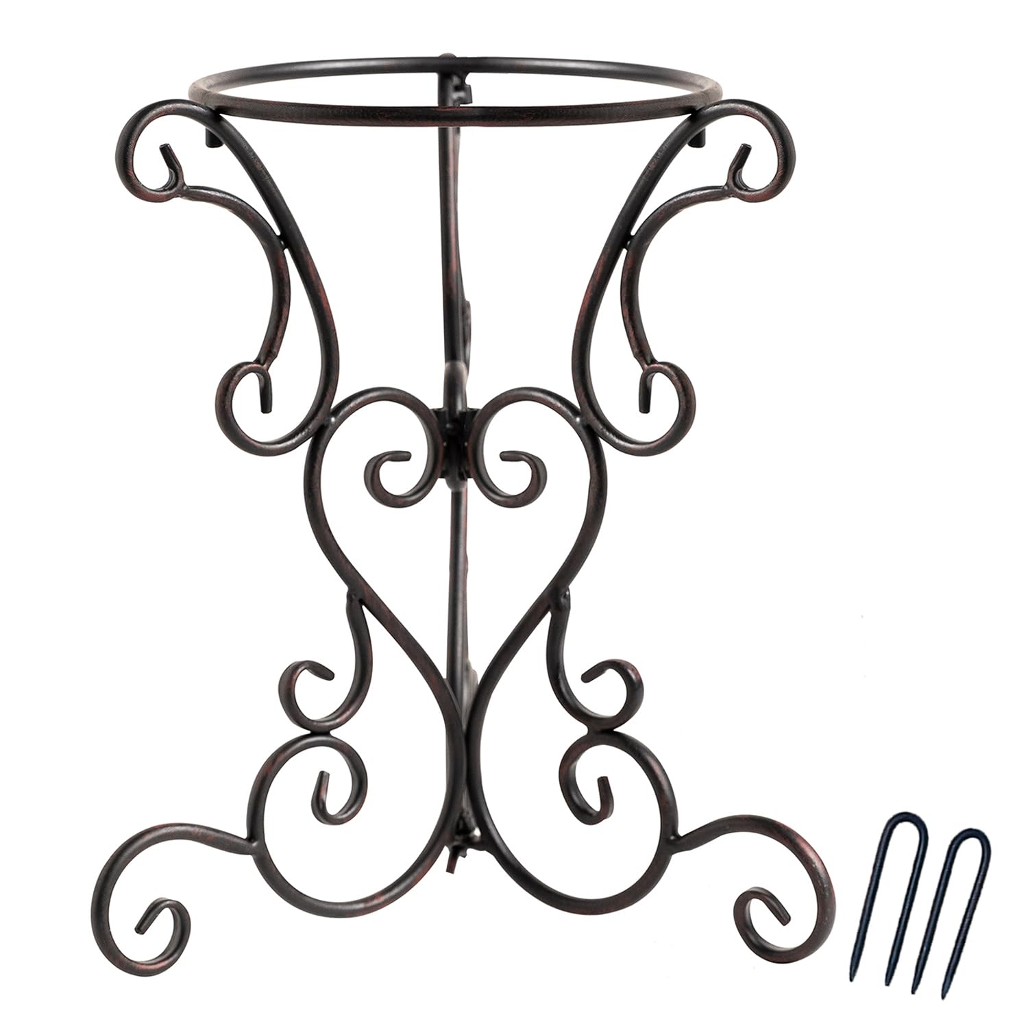 TICKCACY Gazing Globe Stand, Gazing Ball Stand for 8-10 Inches Garden Gazing Globes, Outdoor Garden Black Metal Scroll Gazing Globe Display Stand