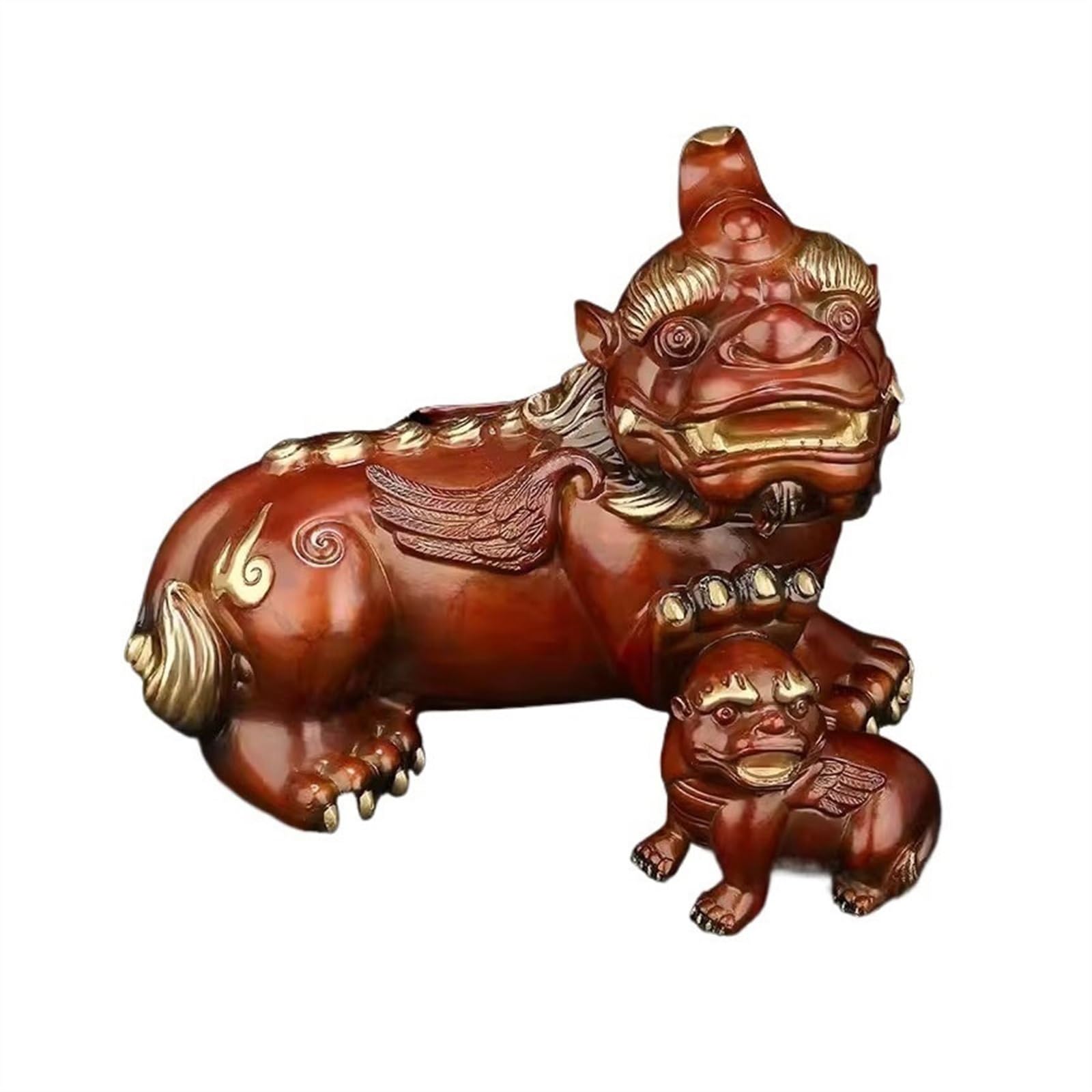 BHGFYXBS Statue Figurines Desktop Copper Luxury Decorative Ornaments Vintage Chinese Pixiu Modeling Wealth Attraction Feng Shui Ornaments Decorative Ornaments,Left-S