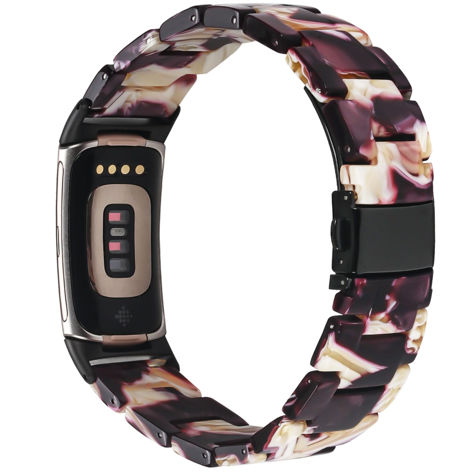 Limque Resin Band Compatible with Fitbit Charge 6/ Fitbit Charge 5, Waterproof & Lightweight Bracelet Wristband Replacement with Stainless Steel