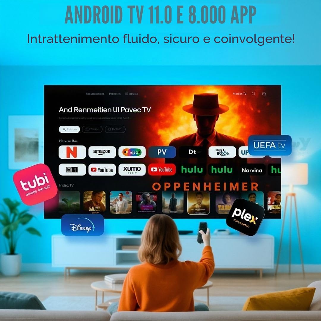 Mini proiettore 1080P Full HD supporto & 720P nativo, portatile WiFi 6 e Bluetooth 5.4, piccolo auto Keystone e rotazione 180°, compatibile con HDMI/TV Stick