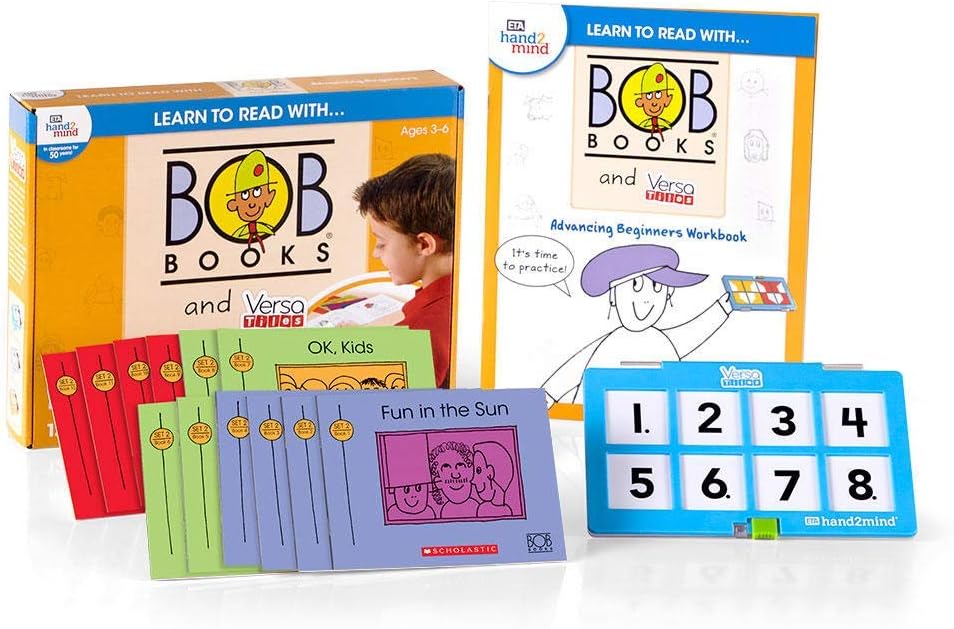 hand2mindLearn to Read with Bob Books and VersaTiles - Advancing Beginner Set (Ages 3-6) | Advancing Beginner Game, 12 BOB Books, 20 Activities & 1 Answer Case